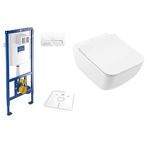 Villeroy & Boch Venticello & ViConnect WC frame and toilet complete set rimless,  white Ceramicplus, with WC seat