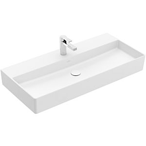 Villeroy &amp; Boch Memento 2.0 lavabo 4A22A2RW 100 x 47 cm, Stone White C-plus, avec trou pour robinetterie, sans trop-plein