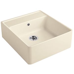 Villeroy and Boch single bowl sink 632062FU drain fitting, eccentric actuation, fastening kit, ivory