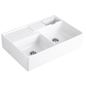 Villeroy and Boch double bowl sink 632392R1 drain fitting, eccentric operation, waste bowl, white