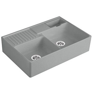 Villeroy and Boch double bowl sink 632392SL drain fitting, eccentric operation, waste bowl, Stone