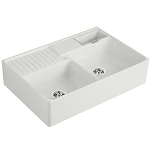 Villeroy and Boch sink double bowl 632392SM drain fitting, eccentric operation, waste bowl, Steam