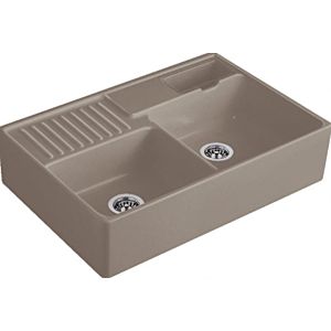 Villeroy and Boch double bowl sink 632392TR drain fitting, eccentric operation, waste bowl, Timber