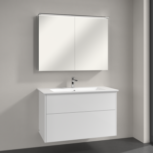 Villeroy & Boch Finero bathroom unit 100 cm Glossy White vanity  unit with mirror cabinet