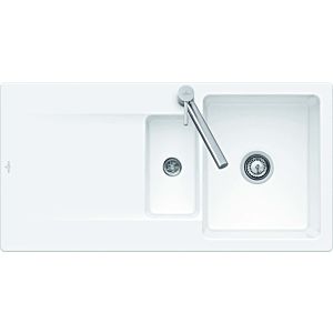 Villeroy and Boch Siluet Flush-fitting sink 33372FFU with pop-up waste and eccentric actuation, Ivory