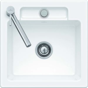 Villeroy and Boch Siluet flush-mounted sink 33452FFU with waste set and eccentric actuation, Ivory