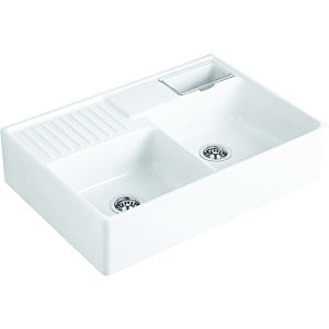 Villeroy and Boch double bowl sink 632392AM drain fitting, eccentric operation, waste bowl, Almond