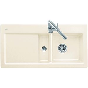 Villeroy &amp; Boch Subway built-in sink 671202FU right, with drain fitting and eccentric actuation, Ivory