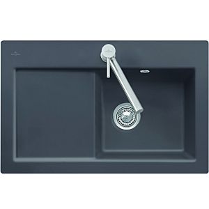 Villeroy and Boch Subway sink 67721FJ0 basin left, with waste set and manual operation, chromite