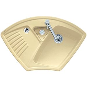 Villeroy and Boch corner sink 672902RW drain fitting, eccentric operation, waste bowl, Stone White