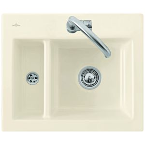 Villeroy &amp; Boch Subway built-in sink 678002FU with drain fitting and eccentric operation, Ivory