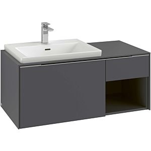 Villeroy and Boch Subway 3.0 vanity unit C57200VL 100.1x42.25x51.6cm, without LED / handle aluminum glossy, volcano black