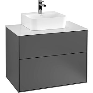 Villeroy und Boch Finion Waschtischunterschrank F08200GJ 80x60,3x50,1cm, Abdeckplatte black matt, Light grey matt