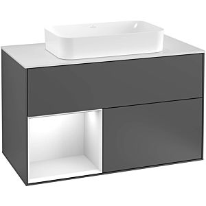 Villeroy und Boch Finion Waschtischunterschrank F651GJHG 100x60,3x50,1cm, Regal links Light grey matt, Midnight Blue Matt Lacquer