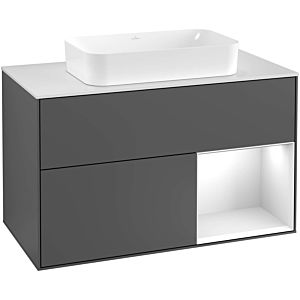 Villeroy und Boch Finion Waschtischunterschrank F661HGGJ 100x60,3x50,1cm, Regal rechts Midnight Blue Matt Lacquer, Light grey matt