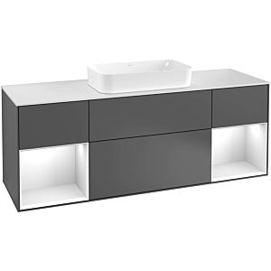 Villeroy und Boch Finion Waschtischunterschrank F742GJHG 160x60,3x50,1cm, Regale Light grey matt lacquer, Midnight Blue Matt Lacquer