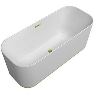 Villeroy and Boch Finion rectangular 177FIN7N3BCV1RW 170 x 70 cm, water inlet, design ring, apron Color on Demand, stone white, gold
