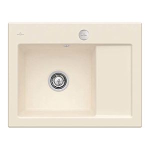 Villeroy &amp; Boch Subway built-in sink 331202FU left, with drain fitting and eccentric actuation, Ivory