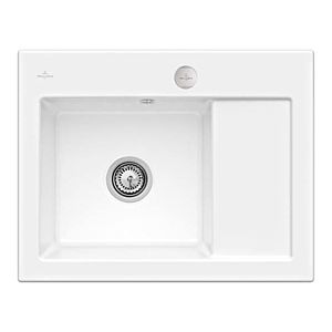 Villeroy &amp; Boch Subway built-in sink 331202KG left, with drain fitting and eccentric operation, Snow White