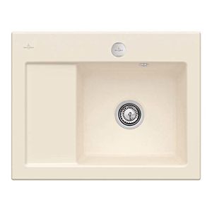 Villeroy &amp; Boch Subway built-in sink 331302FU right, with drain fitting and eccentric actuation, Ivory