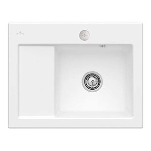 Villeroy &amp; Boch Subway built-in sink 331302RW right, with drain fitting and eccentric operation, Stone White