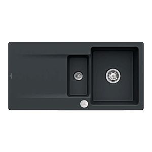 Villeroy and Boch Siluet flush-mounted sink 33372FS5 with drain fitting and eccentric operation, Ebony