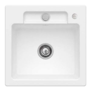 Villeroy and Boch Siluet flush-mounted sink 33452FRW with drain fitting and eccentric actuation, Stone White