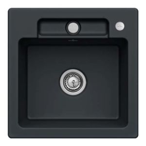 Villeroy and Boch Siluet flush-mounted sink 33452FS5 with drain fitting and eccentric actuation, Ebony