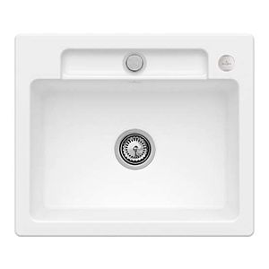 Villeroy and Boch Siluet flush-mounted sink 33462FRW with drain fitting and eccentric actuation, Stone White