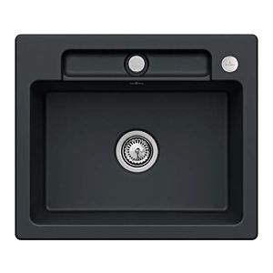 Villeroy and Boch Siluet flush-mounted sink 33462FS5 with drain fitting and eccentric actuation, Ebony