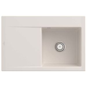 Villeroy and Boch Subway Style 45 built-in sink 334701KR right, with drain fitting, manual operation, crema CeramicPlus, 78 x 51 cm