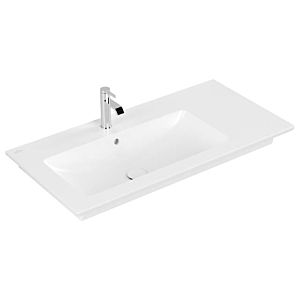 Villeroy und Boch Venticello Möbel-Waschtisch 4134L1RW 100x50cm, stone white C-plus, mit Hahnloch, mit Überlauf, links