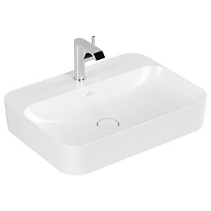 Villeroy et Boch Finion lavabo 414264RW 60x44.5cm, pierre blanche + C, trou de robinetterie central percé, caché débordement