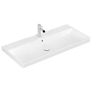 Villeroy et Boch Avento meuble lavabo 4156A5RW pierre blanc C-plus, 100 x 47 cm, 1 trou pour robinetterie, avec trop-plein