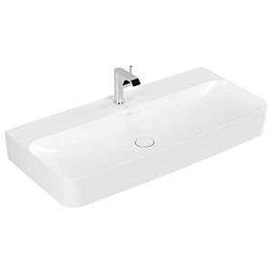 Villeroy and Boch Finion washstand 41681HRW 100x47cm, stone white C +, middle tap hole punched, without overflow, ground underside