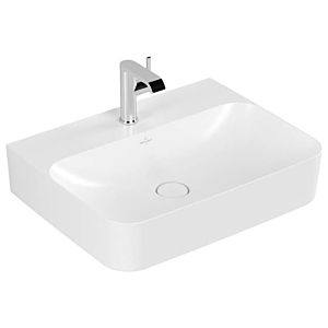 Villeroy and Boch Finion washstand 416864RW 60x47cm, stone white C +, middle tap hole punched out, hidden overflow