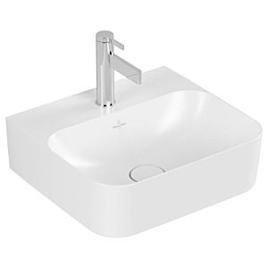 Villeroy and Boch Finion Cloakroom basin 43644LRW 43x39cm, stone white C +, 2000 tap hole, without overflow, ground underside