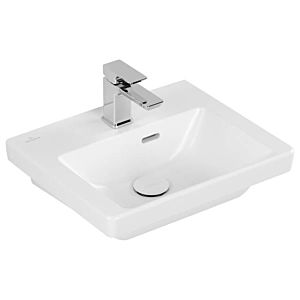 Villeroy et Boch Subway 3.0 lave-mains 4370FKRW 45x37cm, avec trou pour robinet / avec trop-plein, pierre blanche C-plus