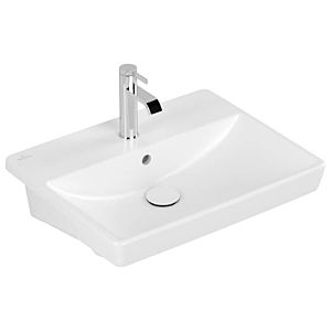 Villeroy and Boch Avento front-mounted washbasin 4A0655RW 55 x 44 cm, 2000 tap hole, with overflow, stone white C-plus