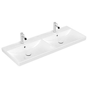 Villeroy et Boch Avento lavabo double vasque 4A23CKR1 120 x 47 cm, carré, 801 x trou pour robinetterie, avec trop-plein, blanc C-plus