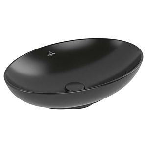 Villeroy and Boch Loop &amp; friends countertop washbasin 4A4700S5 56x38cm, oval, without tap platform, with overflow, ebony C-plus