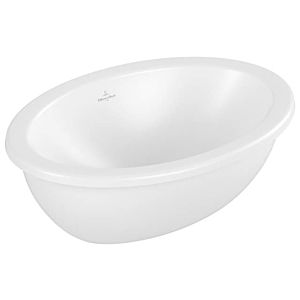 Villeroy and Boch Loop &amp; friends undermount washbasin 4A5300RW oval, without tap hole bank, with overflow, 43 x 28.5 cm, stone white C-plus