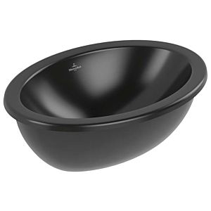 Villeroy und Boch Loop & friends Unterbauwaschbecken 4A5301S5 oval, ohne Hahnlochbank, mit Überlauf, 43 x 28,5 cm, Ebony C-plus