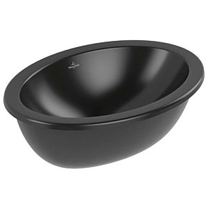 Villeroy und Boch Loop & friends Unterbauwaschbecken 4A5401S5 oval, ohne Hahnlochbank, mit Überlauf, 48,5 x 32,5 cm, Ebony C-plus