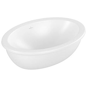 Villeroy et Boch Loop &amp; friends 4A5500RW ovale, sans rangée de trous pour robinetterie, avec trop-plein, 57 x 38 cm, blanc pierre C-plus