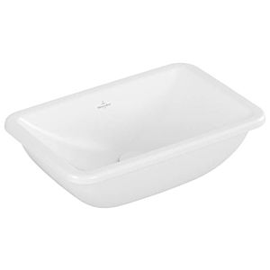 Villeroy et Boch Loop &amp; friends 4A5600RW sans rangée de trous pour robinetterie, avec trop-plein, 45 x 28 cm, blanc pierre C-plus