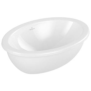 Villeroy et Boch Loop &amp; friends 4A610001 ovale, sans rangée de trous pour robinetterie, avec trop-plein, 50,5 x 36 cm, blanc