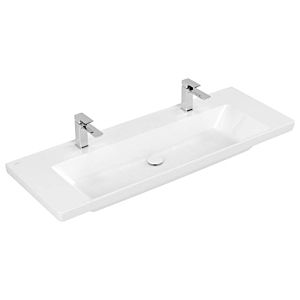 Villeroy et Boch Subway 3.0 meuble vasque 4A70D1R1 130x47cm, avec 2 trous de robinetterie/sans trop-plein, blanc C-plus