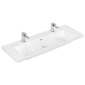 Villeroy and Boch Subway 3.0 vanity unit 4A70D4R1 130x47cm, with 2 tap holes/with overflow, white C-plus