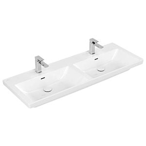 Villeroy and Boch Subway 3.0 double vanity washbasin 4A71D5R1 130x47cm, each with 2000 tap hole / with overflow, white C-plus